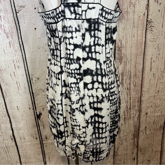 NEW NWT Cynthia Rowley Snakeskin Black/White Sleeveless 100% Linen Dress Size 14 - Picture 7 of 16